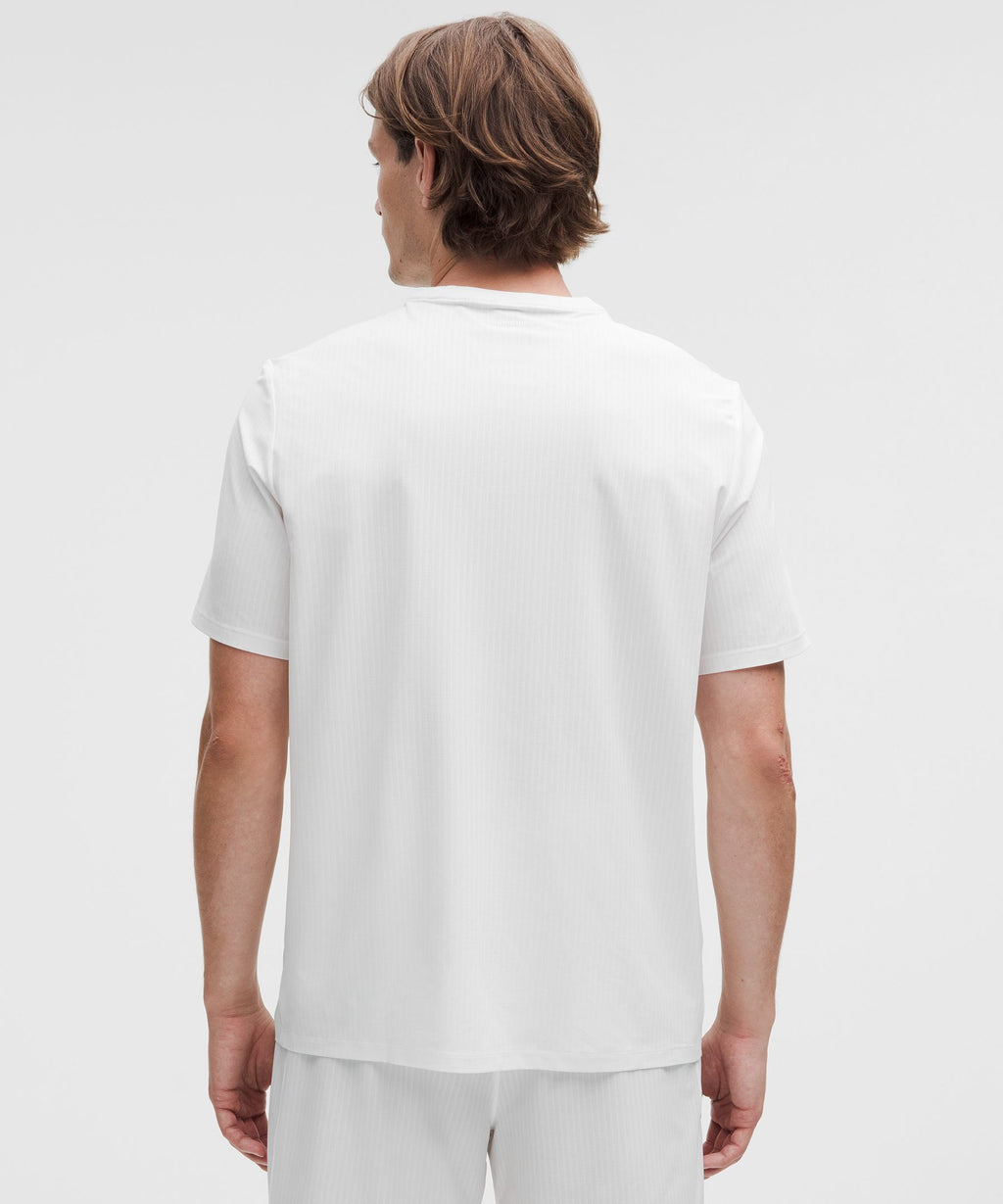 UV-Protective Striped Mesh Tennis T-Shirt