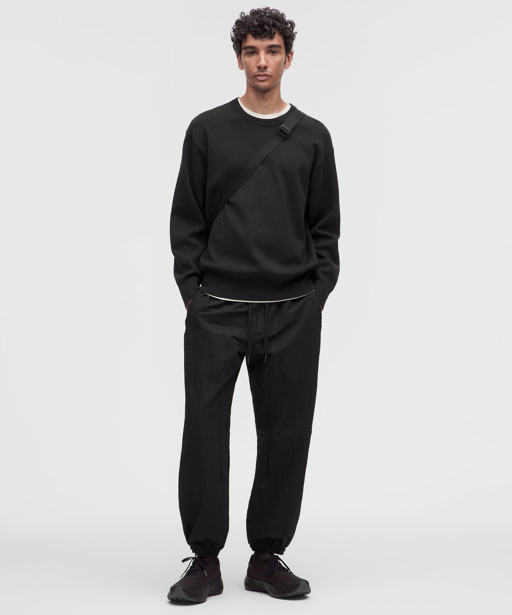 Cotton-Blend Knit Long-Sleeve Crewneck Sweater