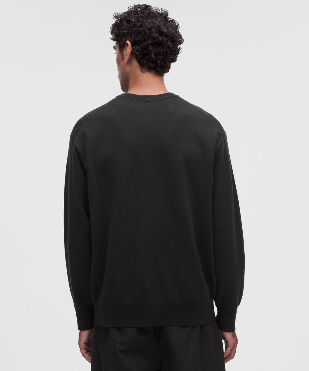 Cotton-Blend Knit Long-Sleeve Crewneck Sweater