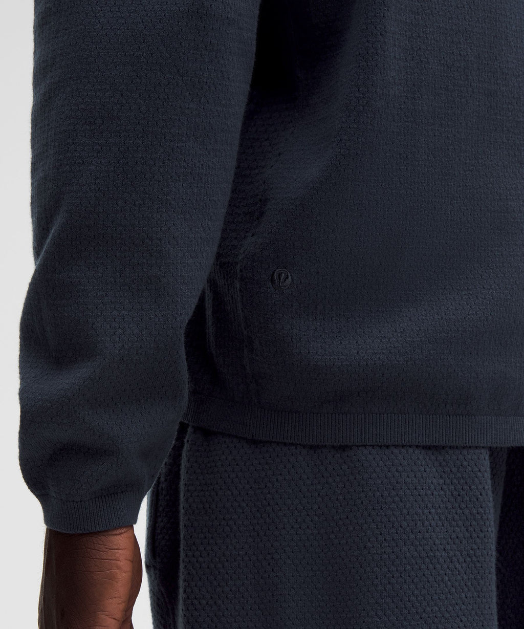 Cotton-Blend Knit Long-Sleeve Polo Shirt