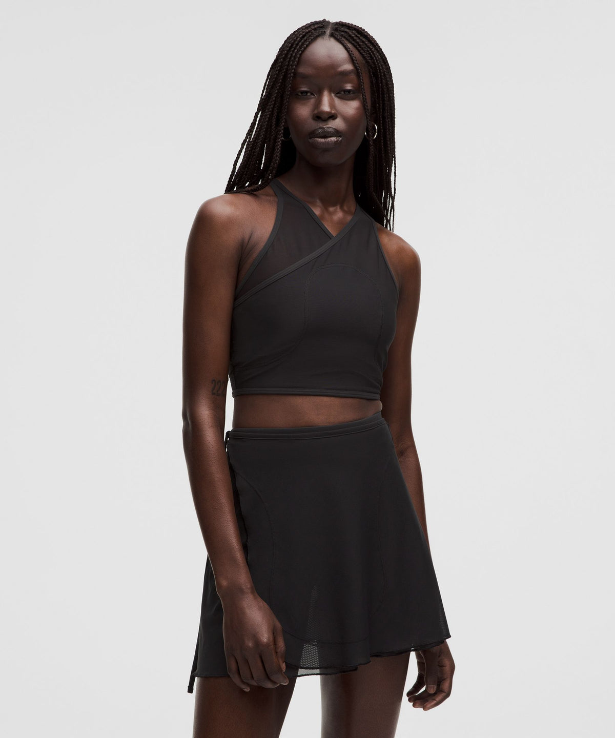 Mesh Cross-Front Cropped Tank Top B/C CupSLNSH Collection
