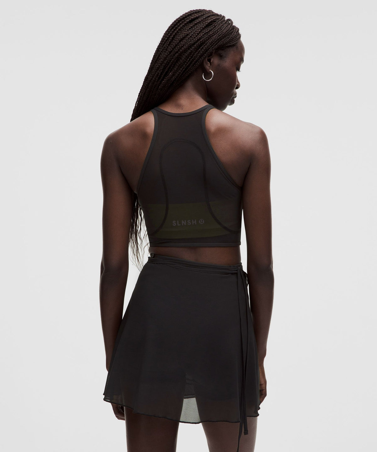 Mesh Cross-Front Cropped Tank Top B/C CupSLNSH Collection
