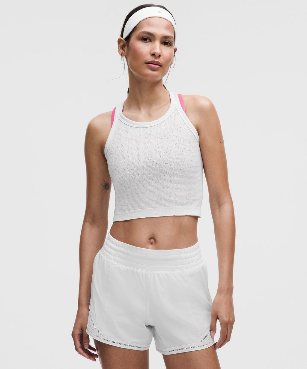 Swiftly Pointelle Cropped Racerback Tank Top