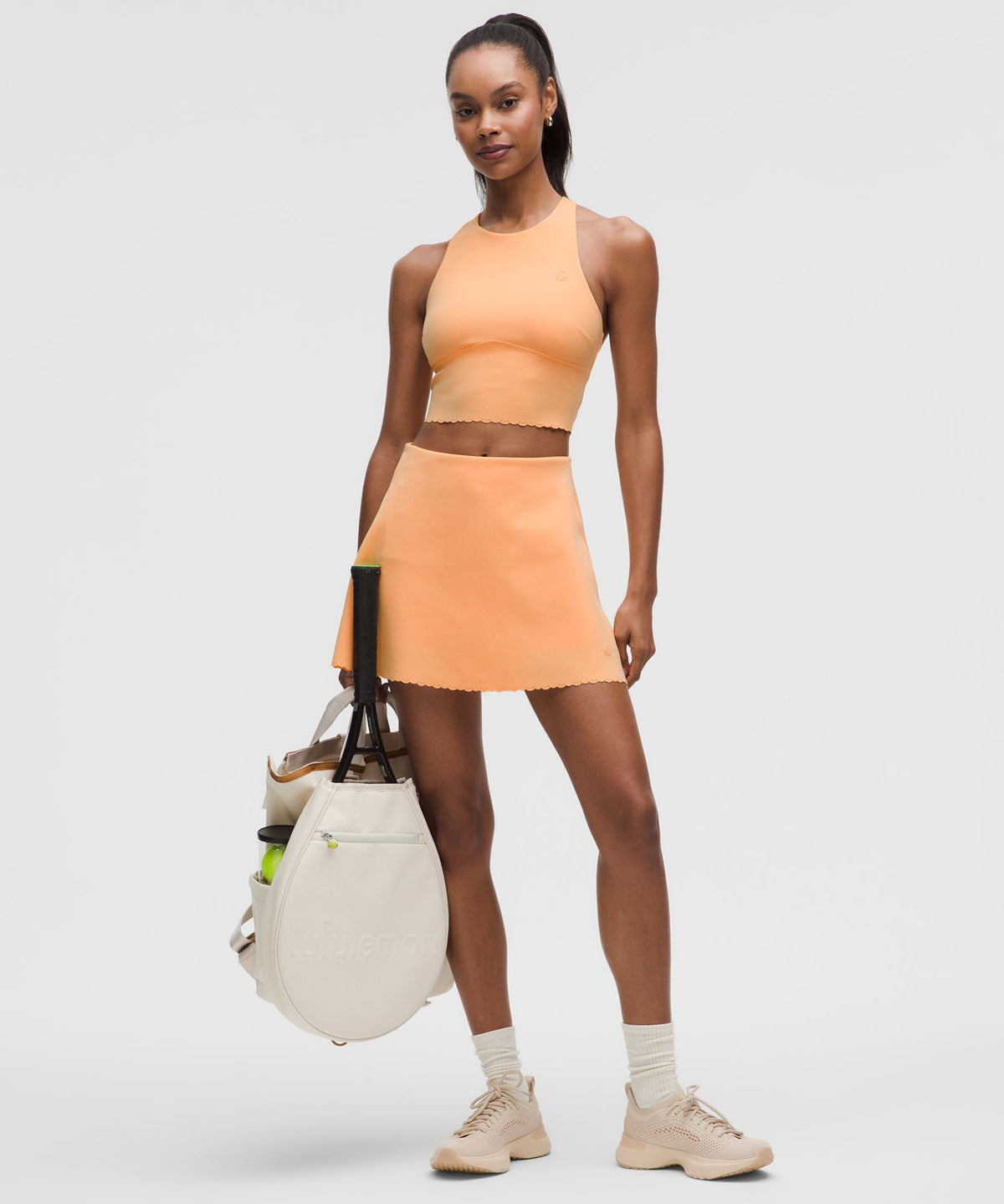Scallop-Hem High-Neck Tennis Tank TopMedium Support, B/C Cup