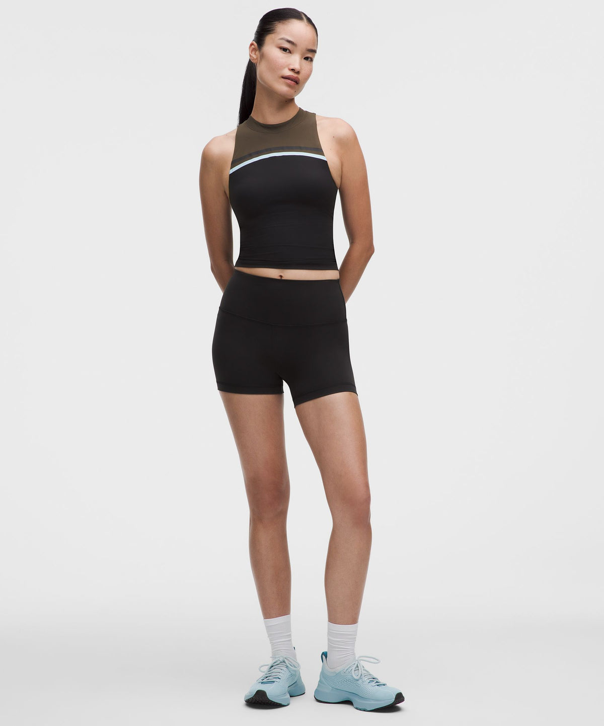 Mockneck Shelf Tank Top Light Support, B/C CupStripe