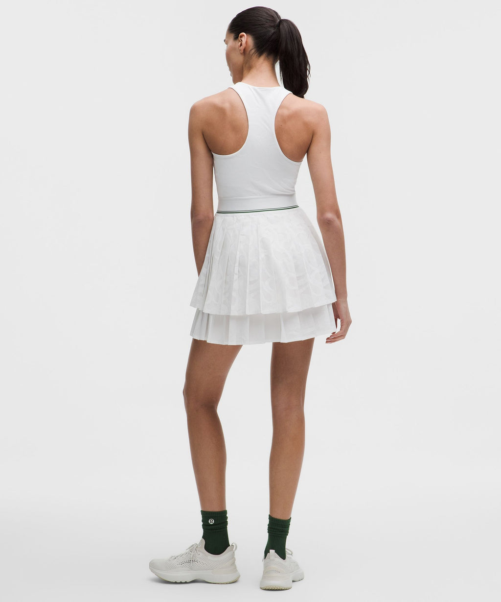 Paisley-Mesh Pleated Tennis Dress