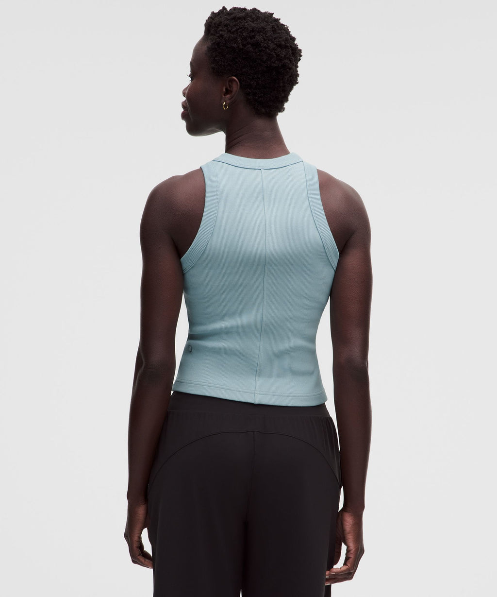 Ribbed Heavyweight Cotton-Blend Racerback Tank Top
