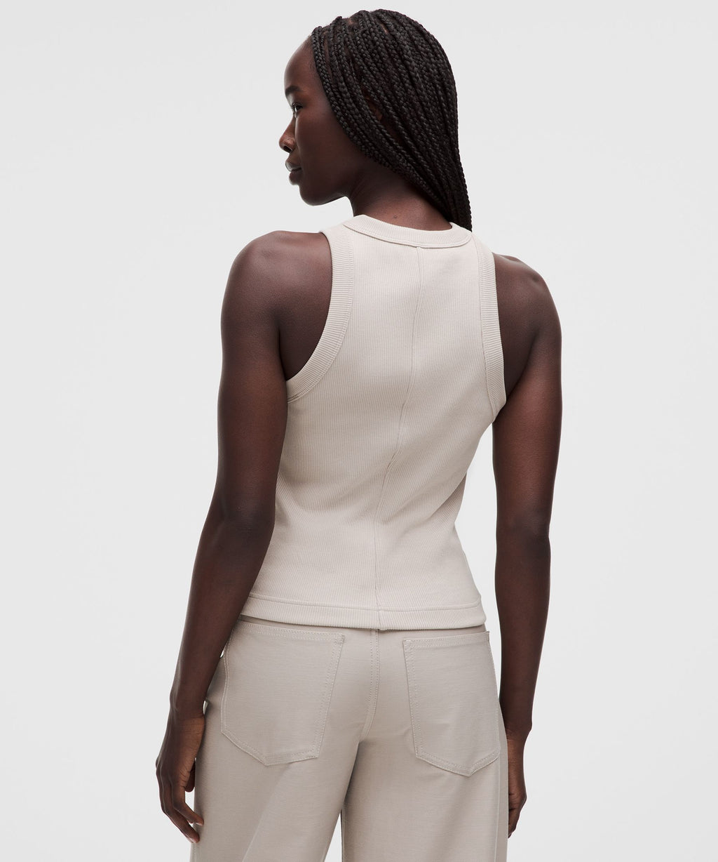 Ribbed Heavyweight Cotton-Blend Racerback Tank Top