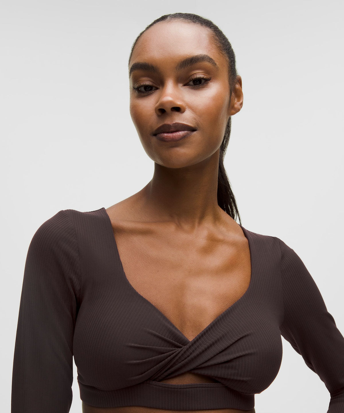 Ribbed Nulu Long-Sleeve Bra TopLight Support, B/C Cup