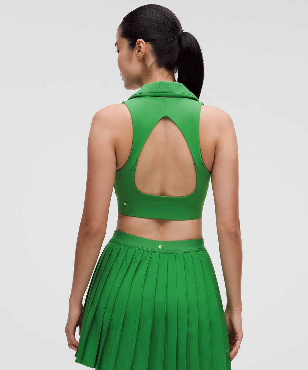 Collared Longline Ribbed Tennis BraMedium Support, B/C Cup