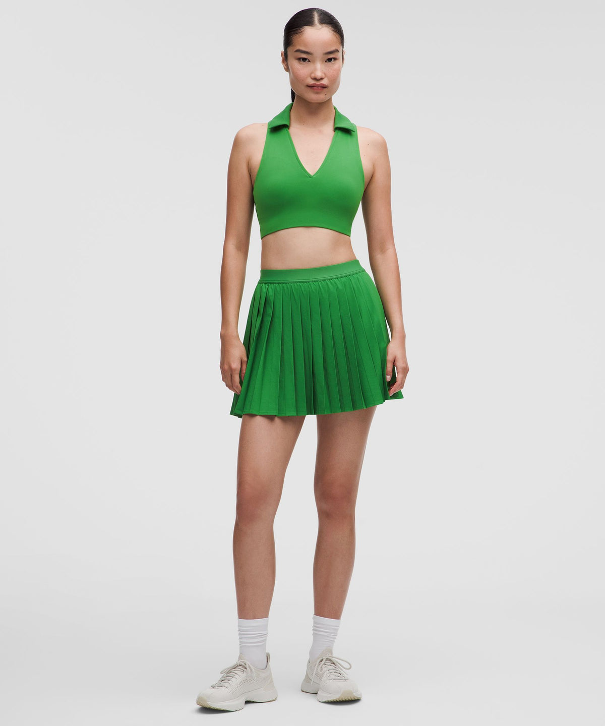Collared Longline Ribbed Tennis BraMedium Support, B/C Cup