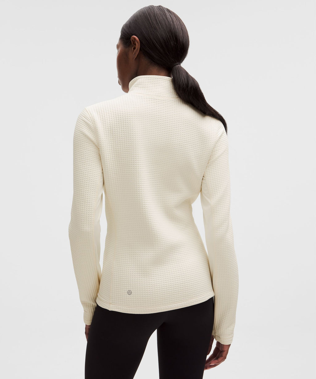 Waffle-Knit Half-Zip Long-Sleeve Shirt