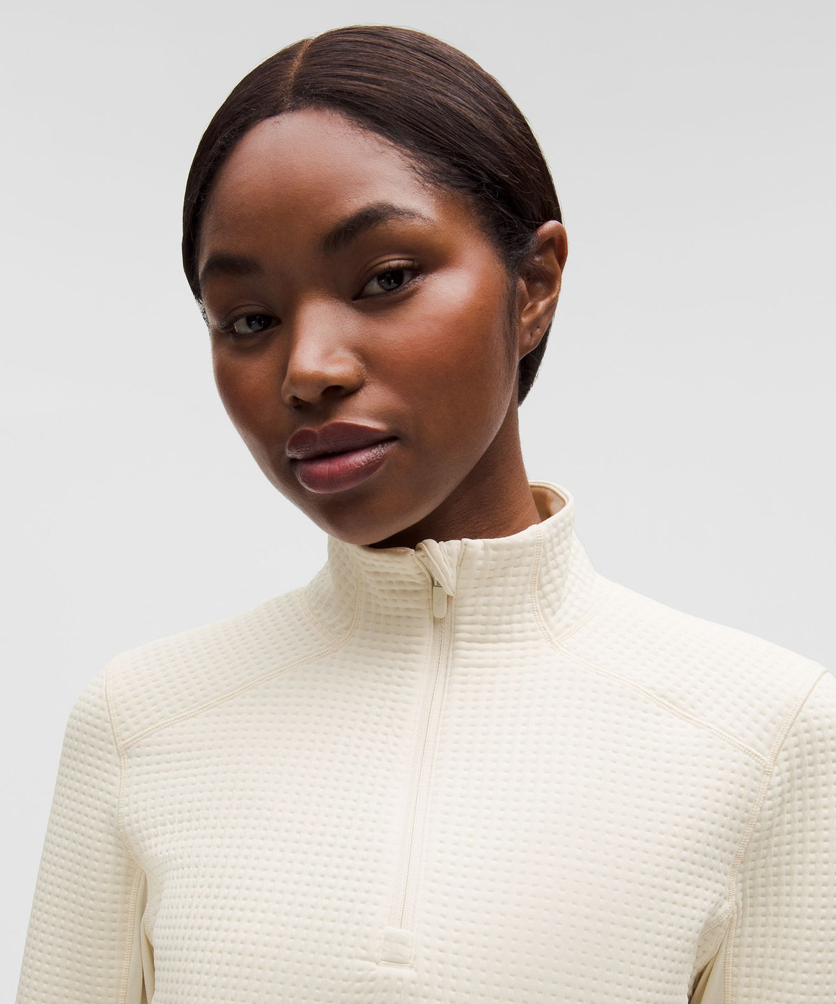 Waffle-Knit Half-Zip Long-Sleeve Shirt