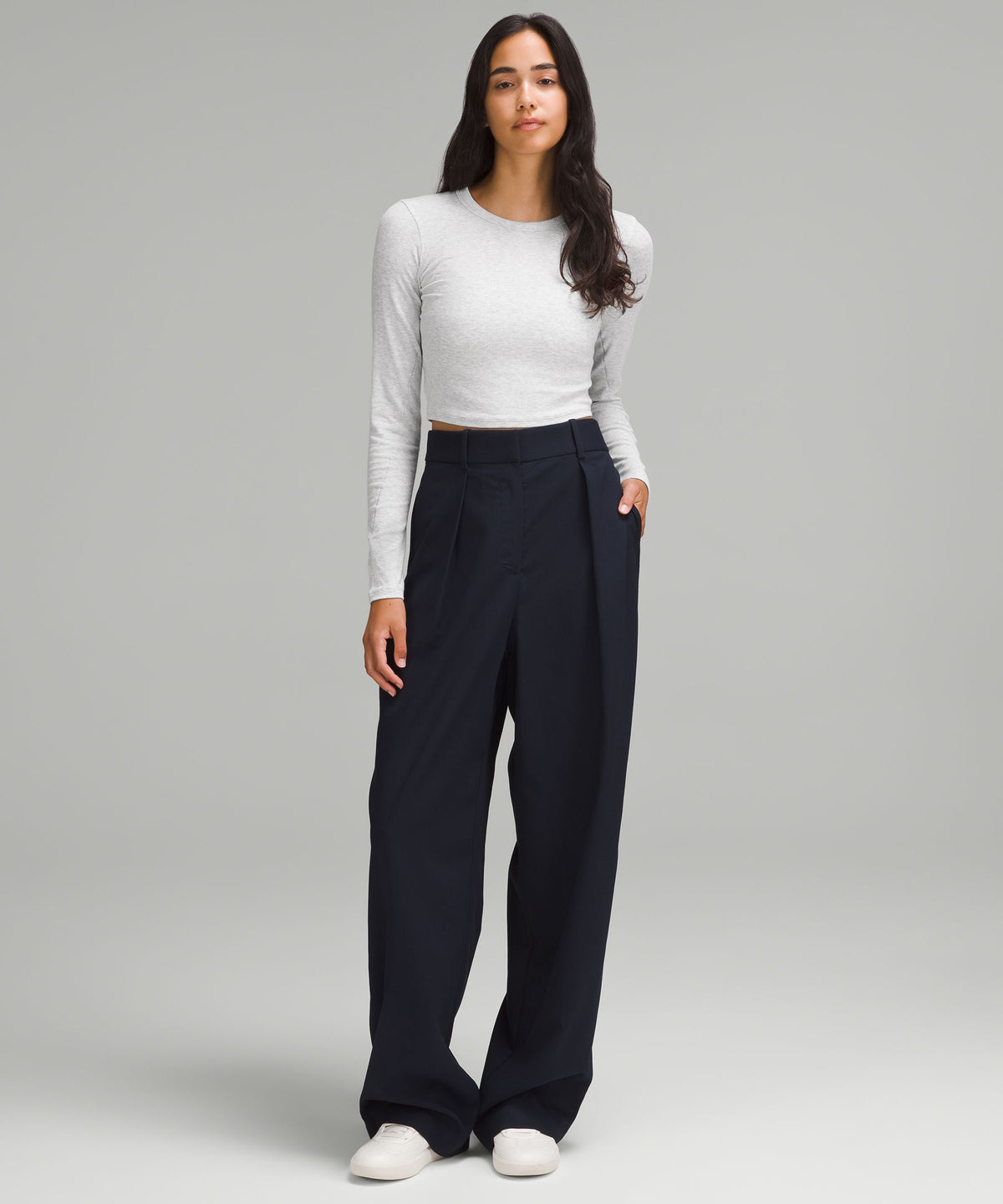 Hold Tight Straight-Hem Cropped Long-Sleeve Shirt
