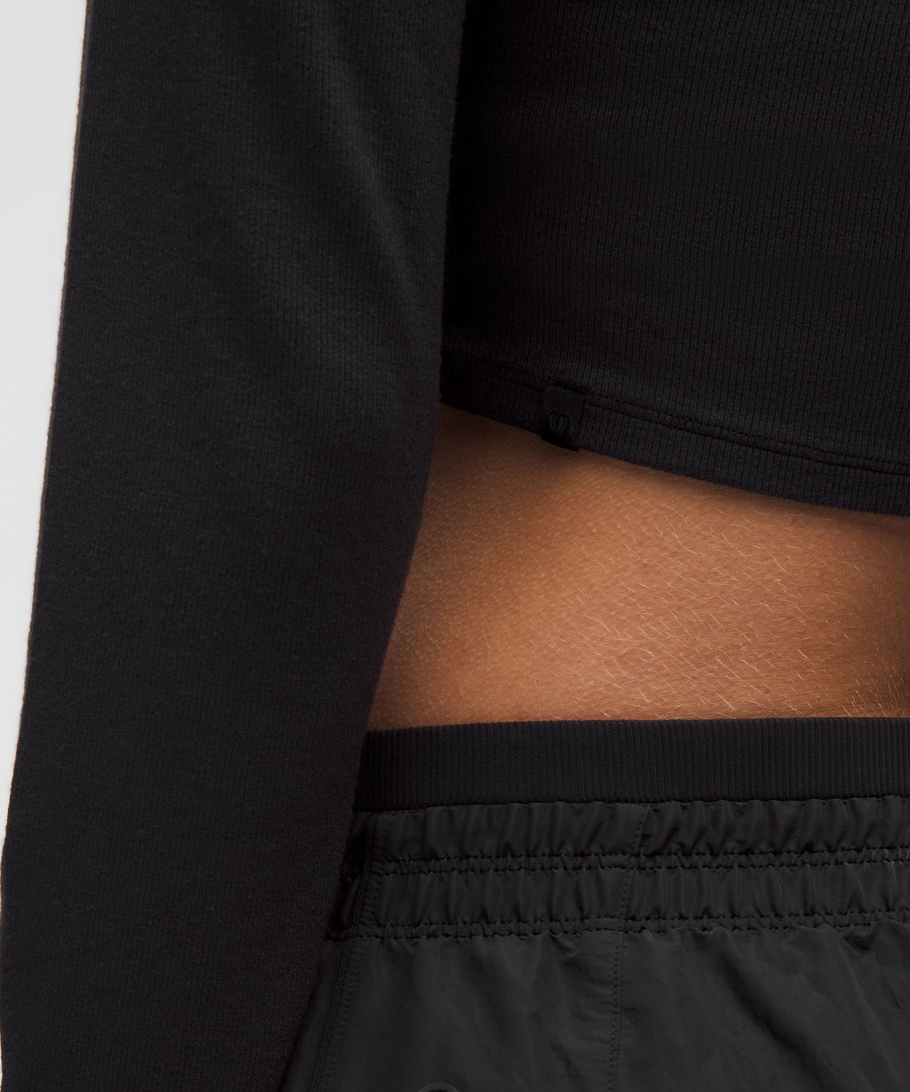 Hold Tight Straight-Hem Cropped Long-Sleeve Shirt