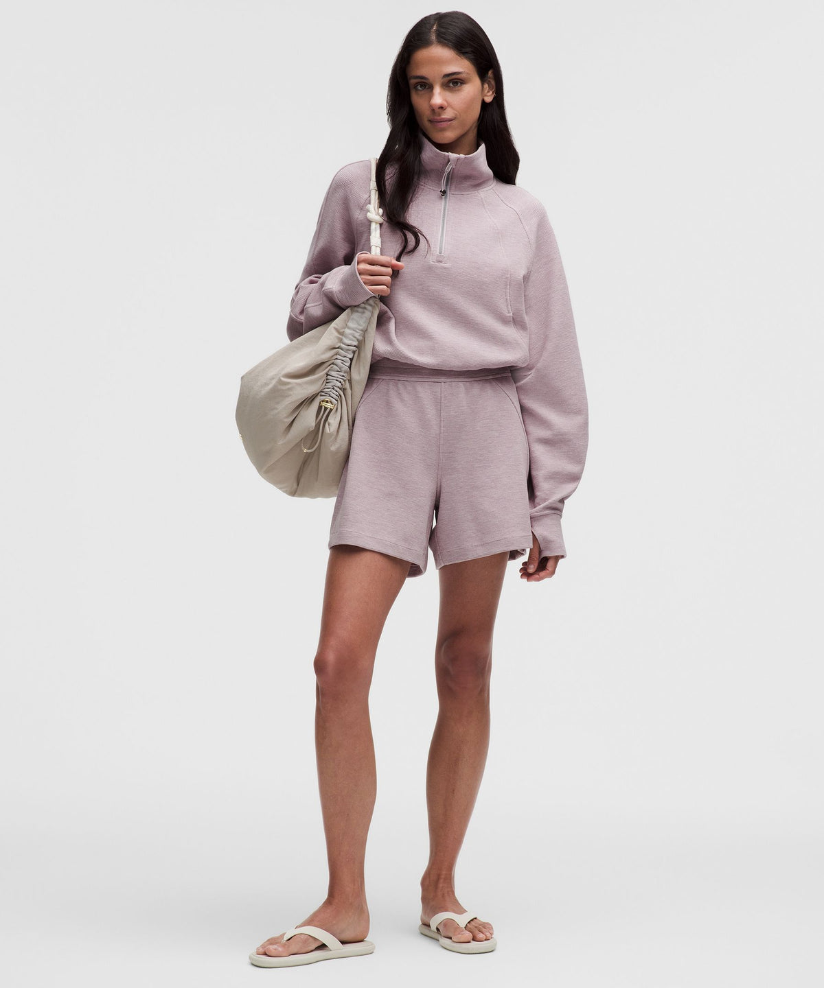 Scuba Cropped Funnel-Neck Half ZipWaffle