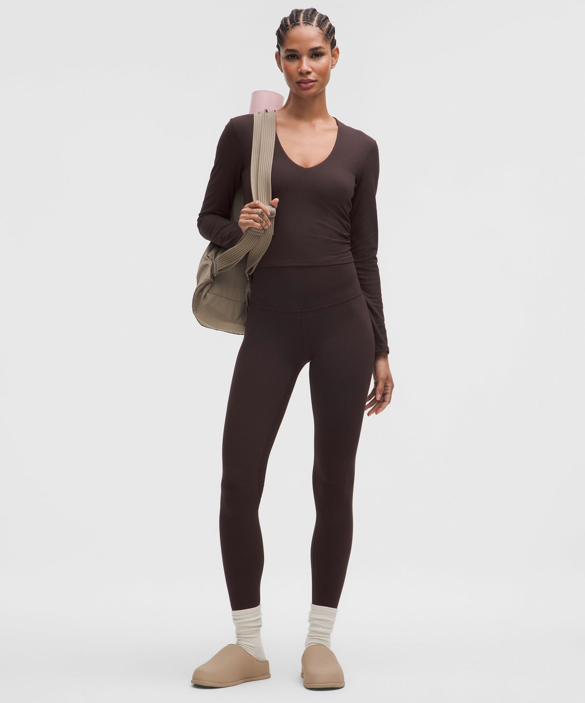 All It Takes Ribbed Nulu V-Neck Long-Sleeve ShirtB-D Cups