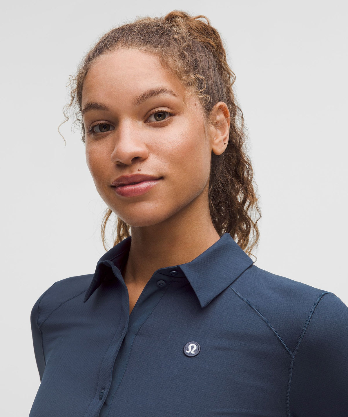 Quick-Dry Long-Sleeve Polo ShirtStraight Hem
