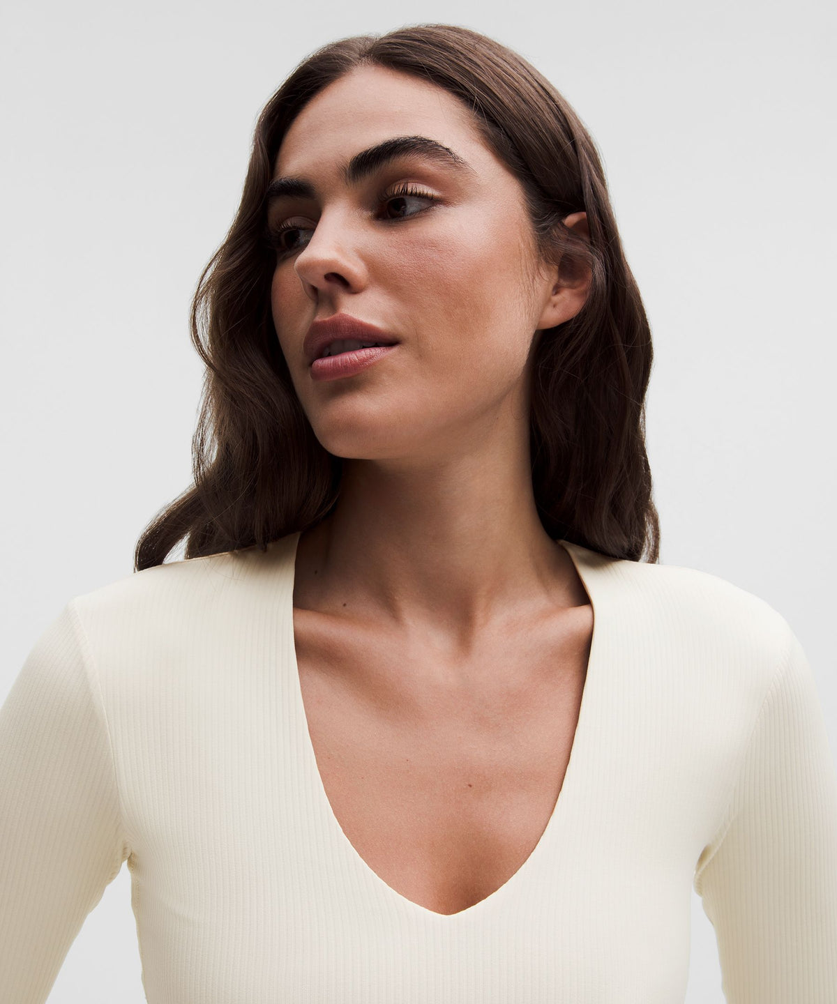 All It Takes Ribbed Nulu V-Neck Long-Sleeve ShirtB-D Cups
