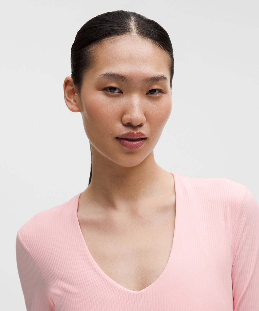 All It Takes Ribbed Nulu V-Neck Long-Sleeve ShirtB-D Cups