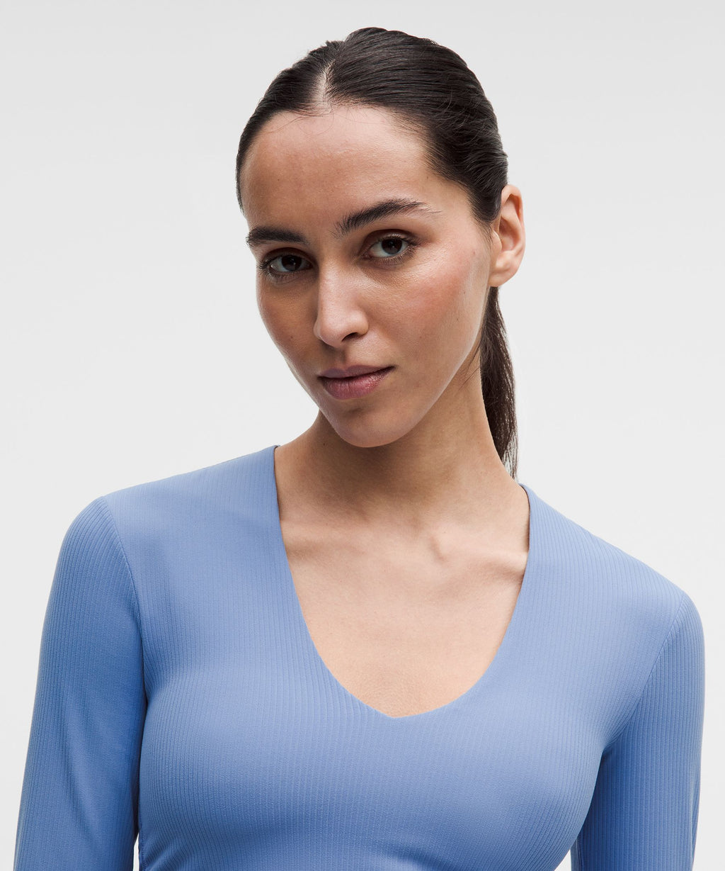 All It Takes Ribbed Nulu V-Neck Long-Sleeve ShirtB-D Cups