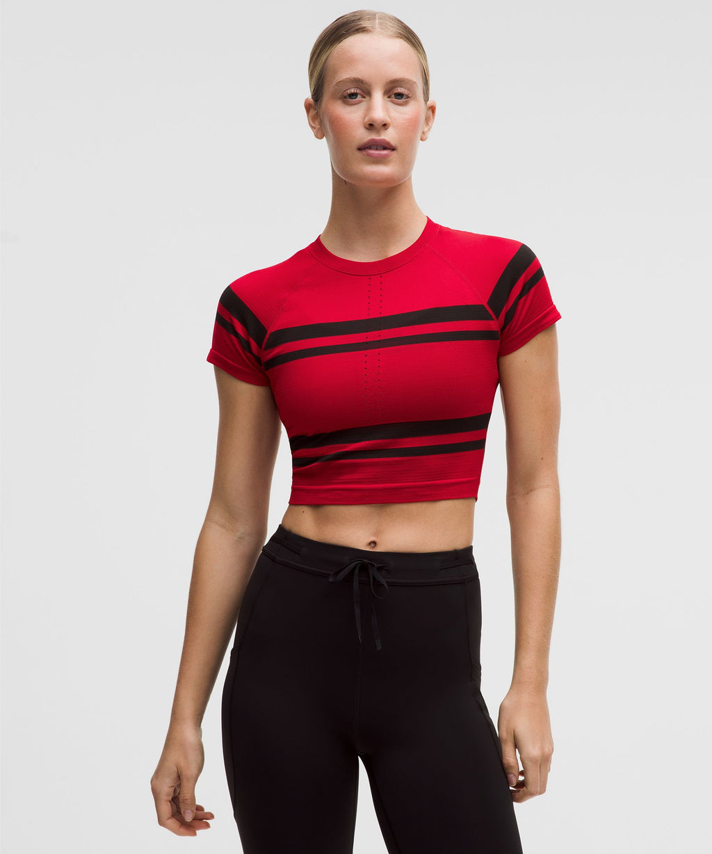 Swiftly Tech Cropped Short-Sleeve Shirt 2.0Stripe