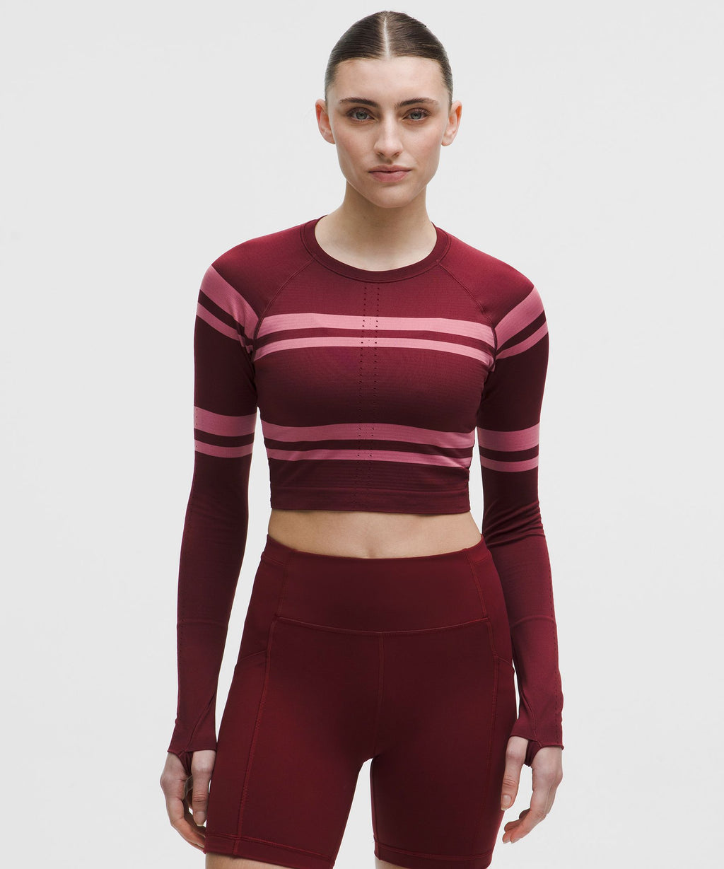 Swiftly Tech Cropped Long-Sleeve Shirt 2.0Stripe