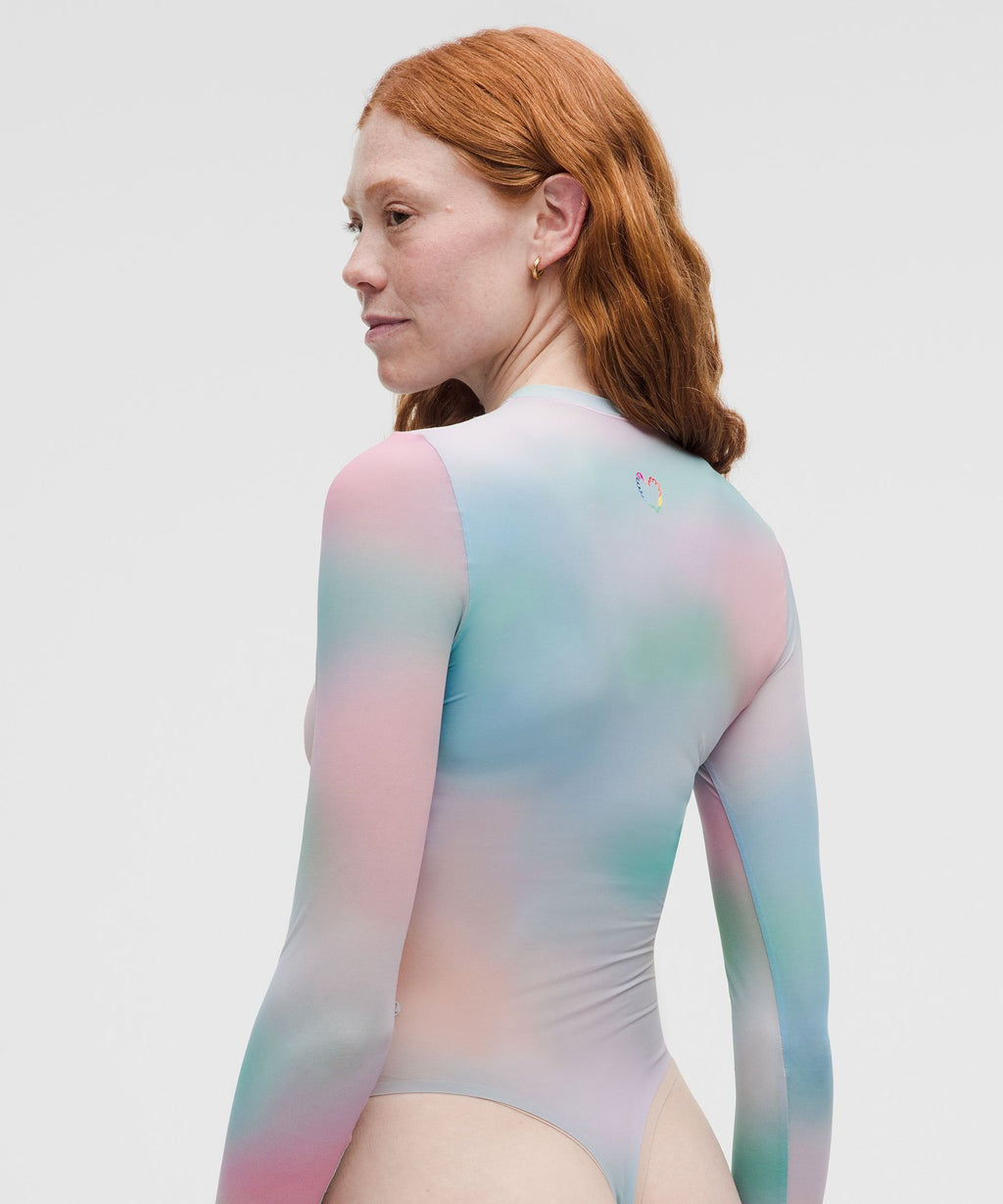 Wundermost Ultra-Soft Nulu Mesh Long-Sleeve Crewneck BodysuitPride