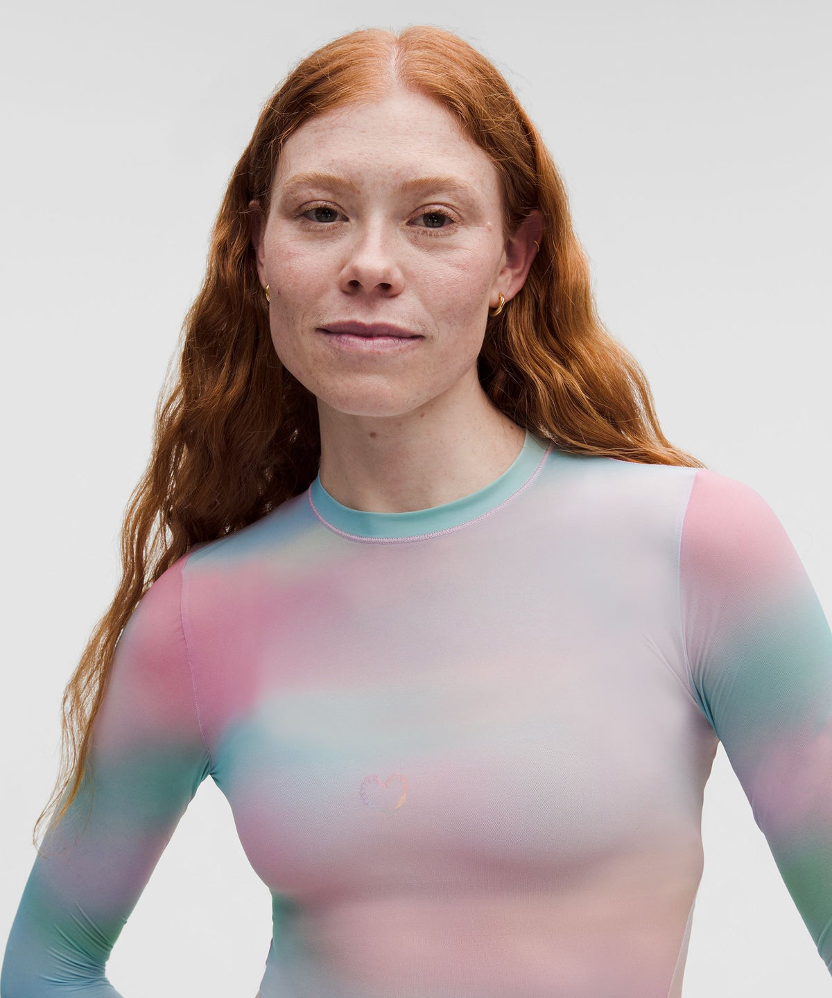 Wundermost Ultra-Soft Nulu Mesh Long-Sleeve Crewneck BodysuitPride