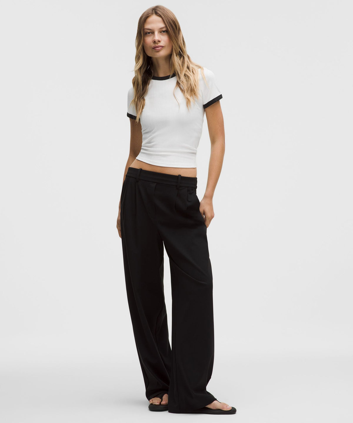 Hold Tight Micro-Rib Straight-Hem T-Shirt