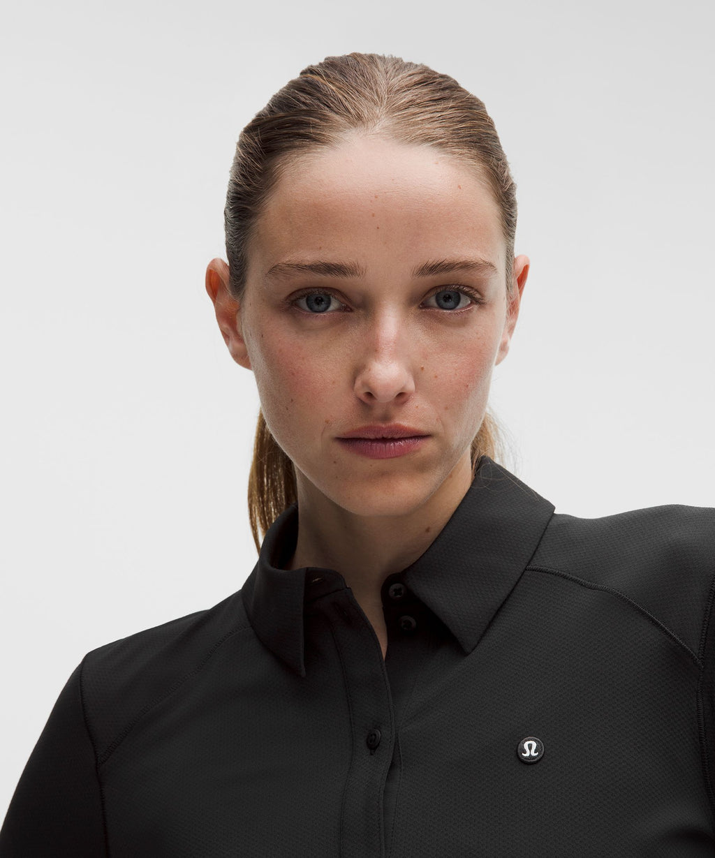 Quick-Dry Long-Sleeve Polo ShirtStraight Hem