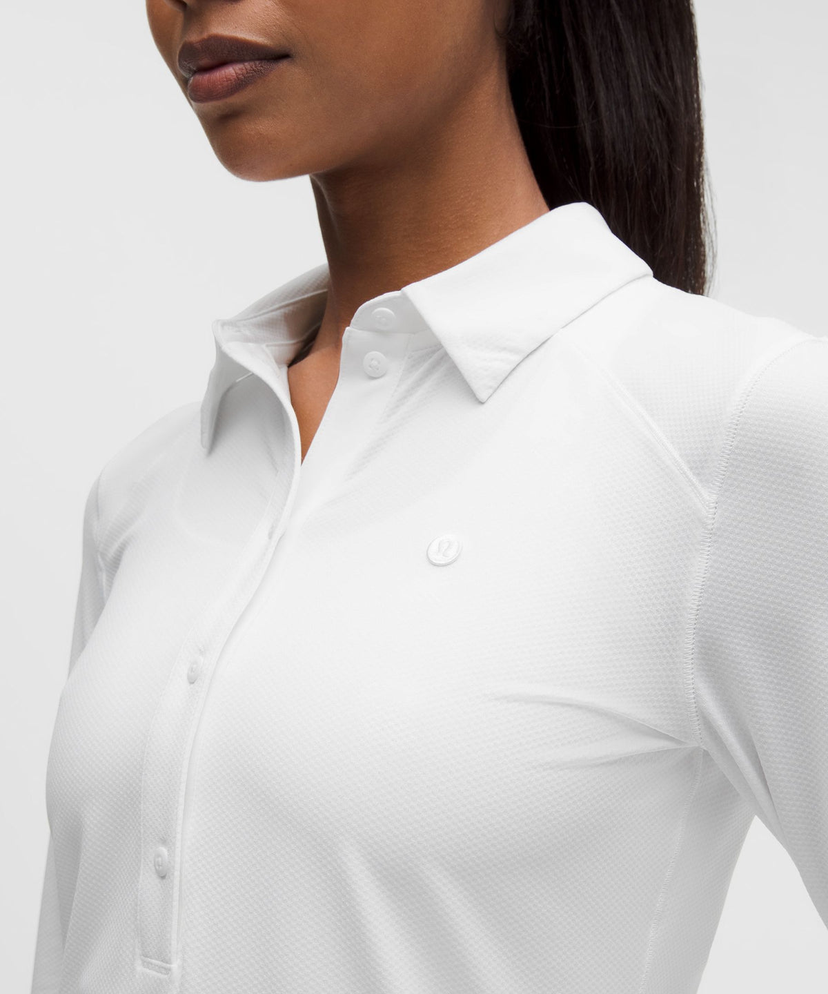 Quick-Dry Long-Sleeve Polo ShirtStraight Hem