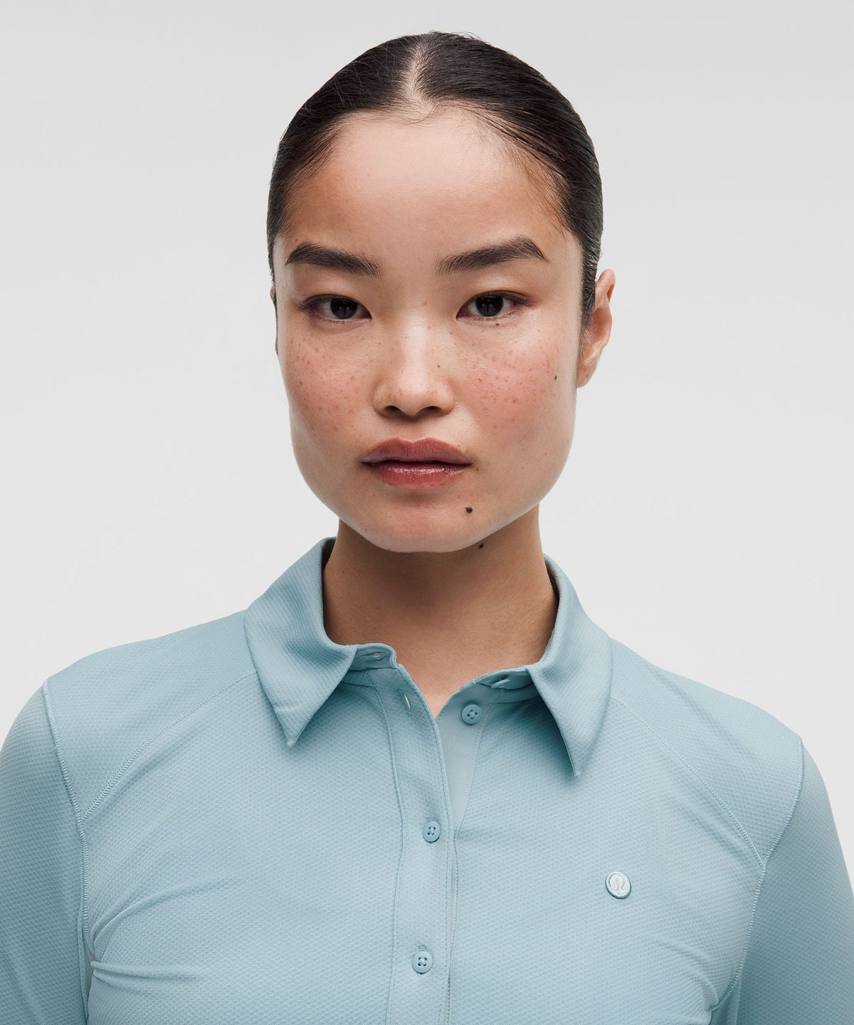 Quick-Dry Long-Sleeve Polo ShirtStraight Hem