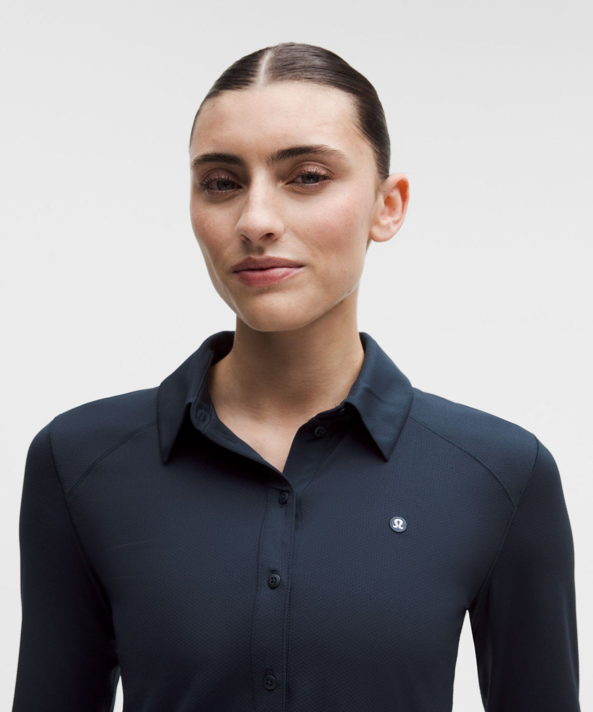 Quick-Dry Long-Sleeve Polo ShirtStraight Hem