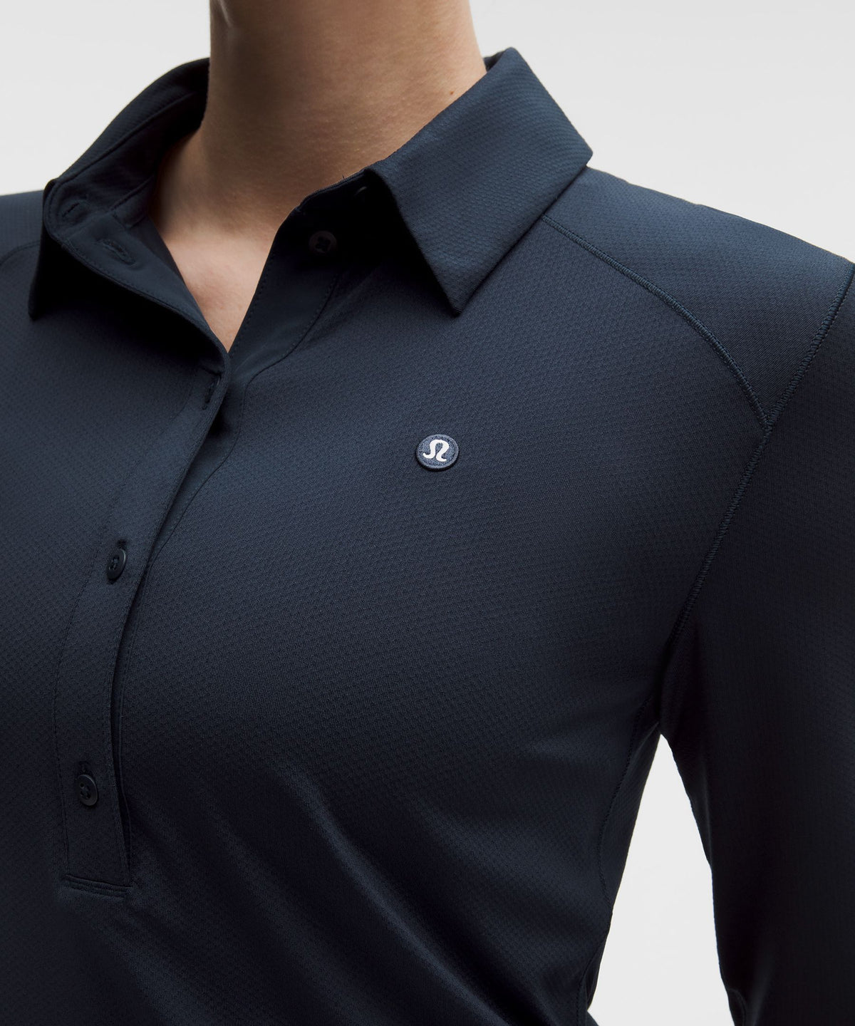 Quick-Dry Long-Sleeve Polo ShirtStraight Hem
