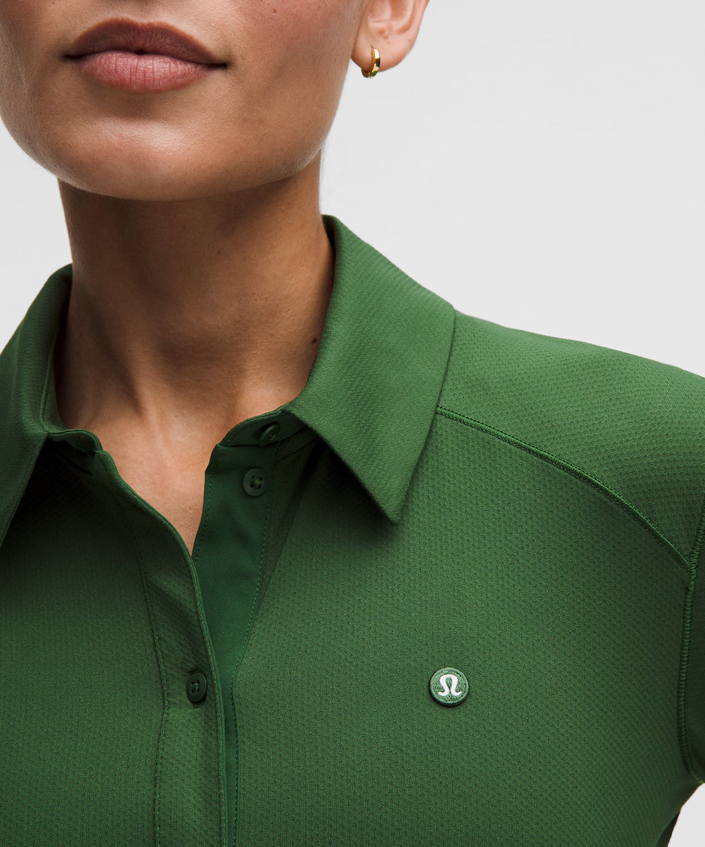 Quick-Dry Long-Sleeve Polo ShirtStraight Hem
