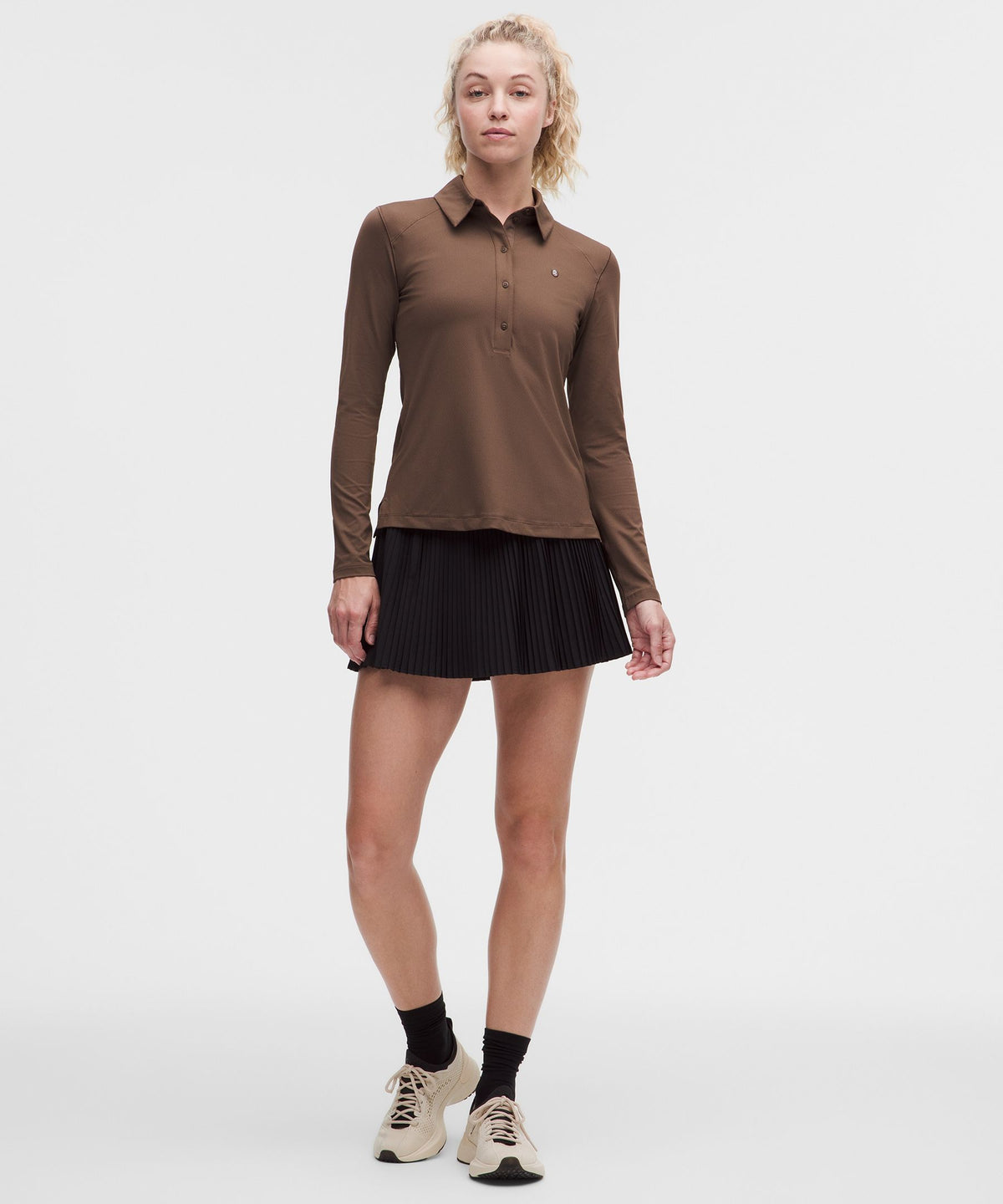 Quick-Dry Long-Sleeve Polo ShirtStraight Hem