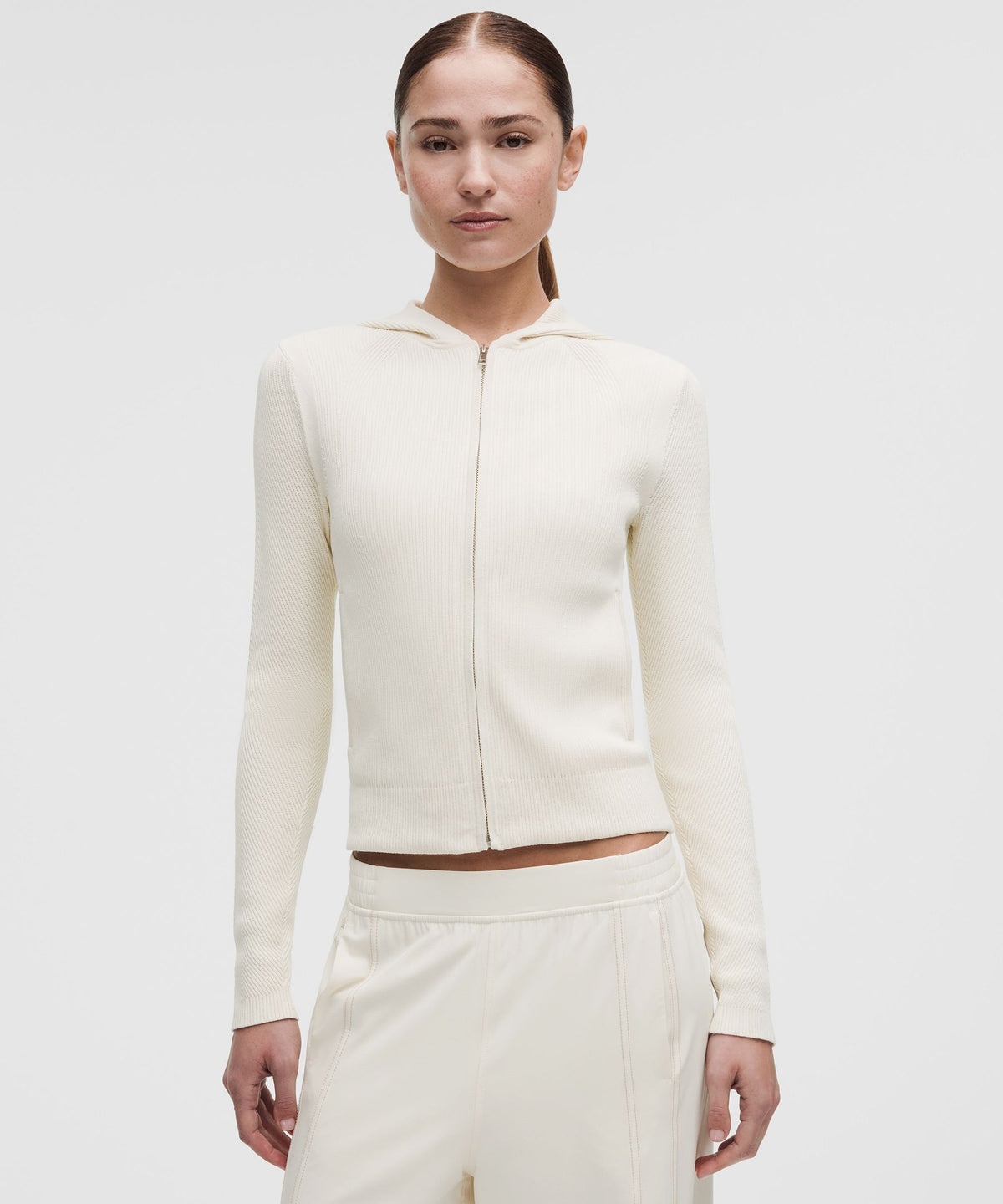 Structured Knit Zip-Up Hoodie