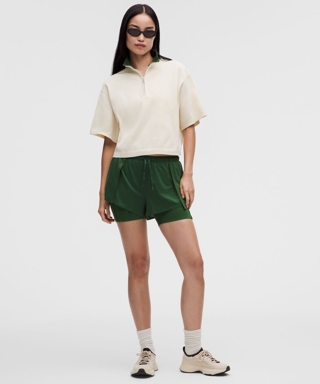 Structured Knit Half-Zip Short-Sleeve Shirt