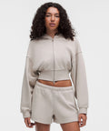 French Terry Cropped Full-Zip Hoodie
