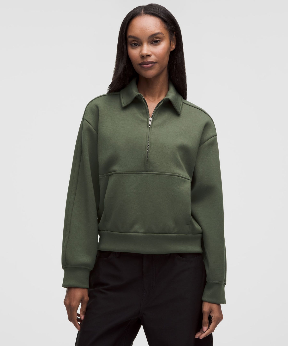 Smooth Spacer Relaxed Collared Half Zip