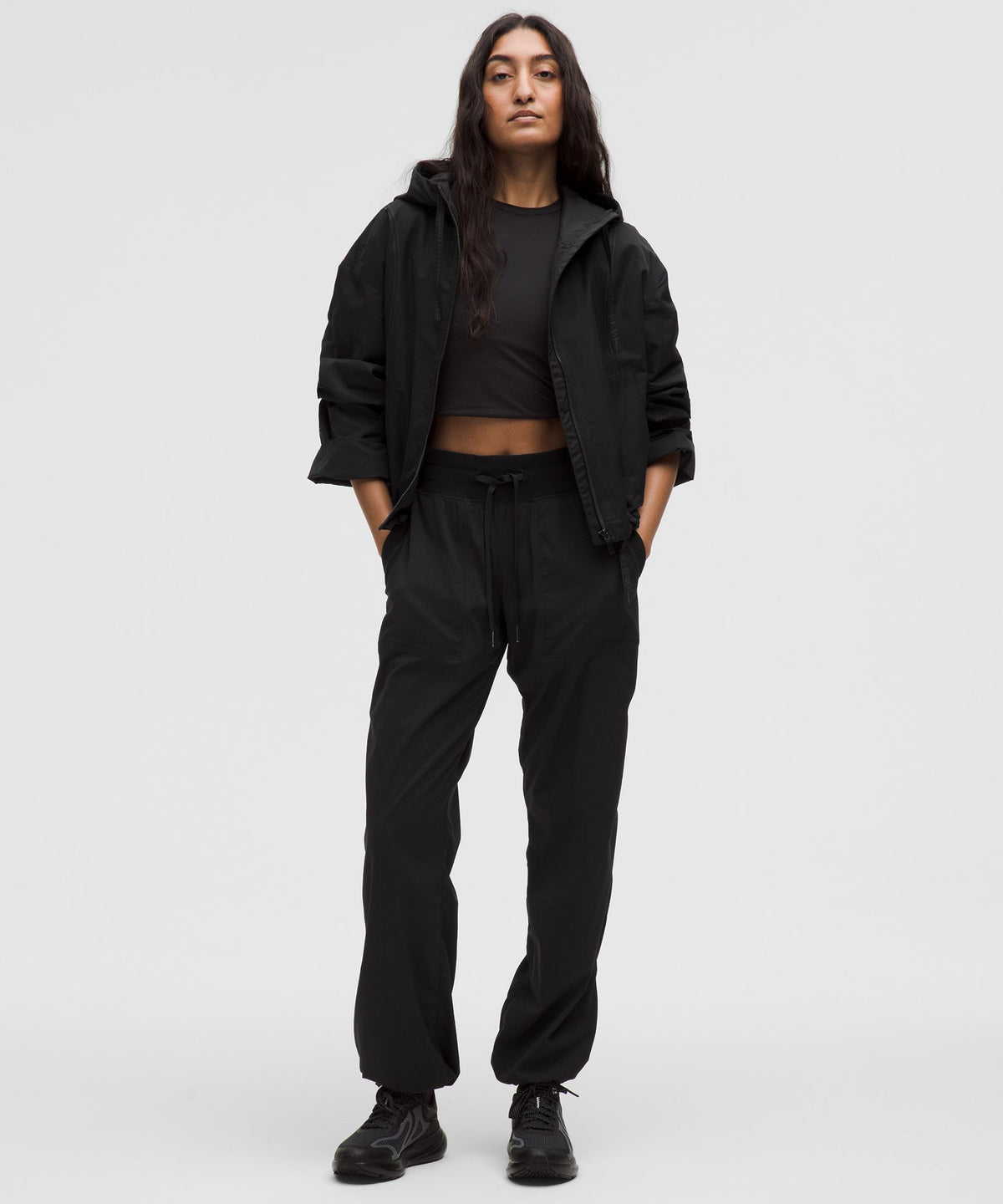 Water-Resistant Cropped Hooded Jacket