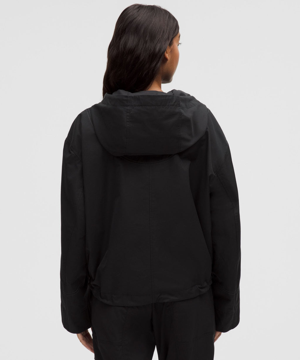 Water-Resistant Cropped Hooded Jacket
