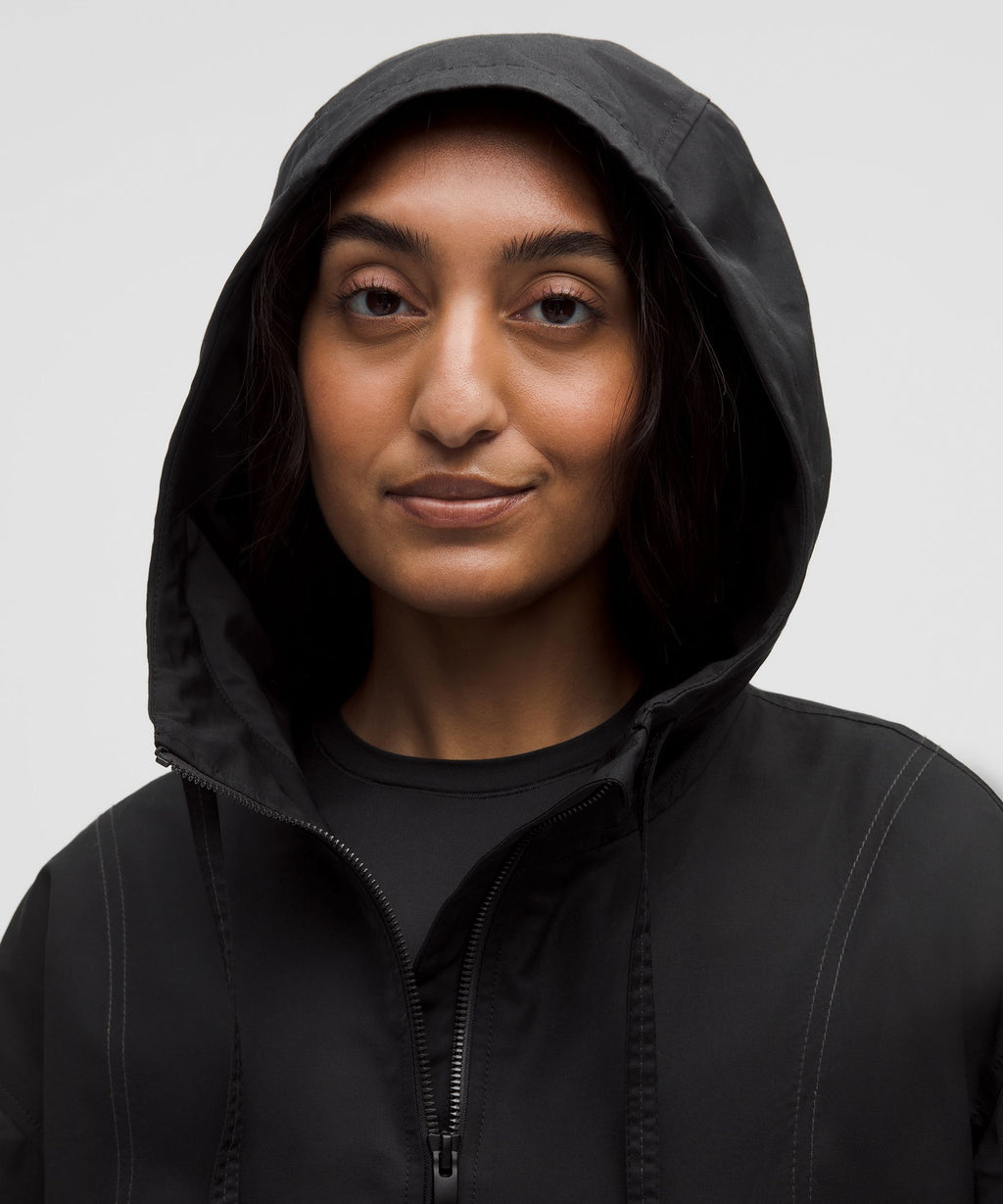 Water-Resistant Cropped Hooded Jacket