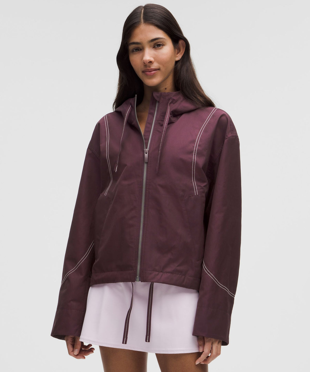 Water-Resistant Cropped Hooded Jacket