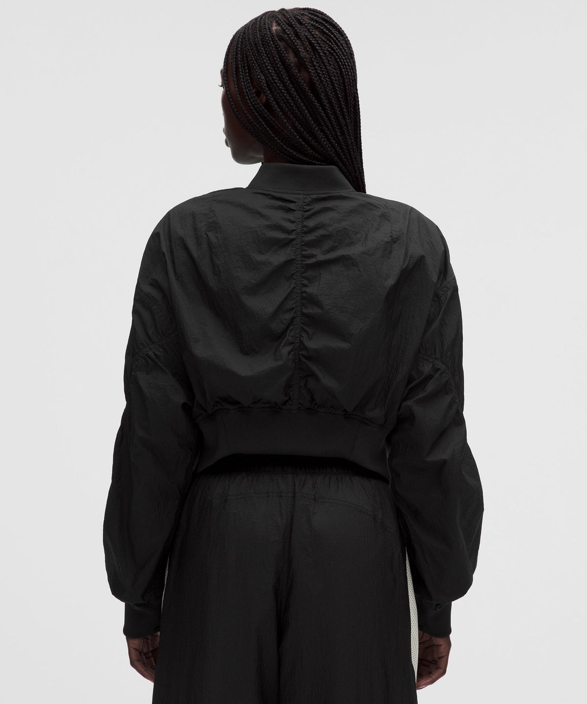 Curved-Hem Cropped Bomber