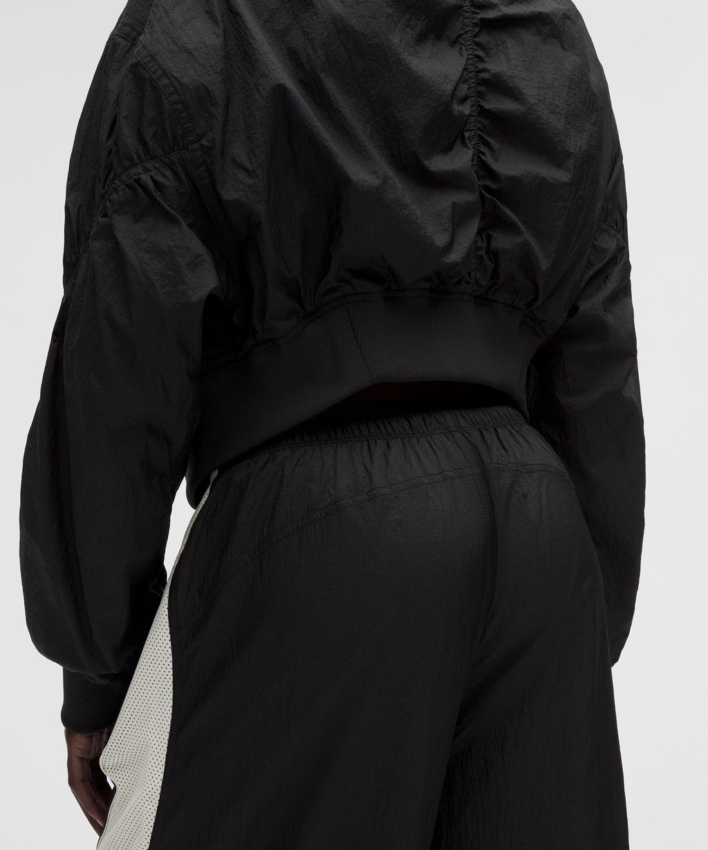 Curved-Hem Cropped Bomber
