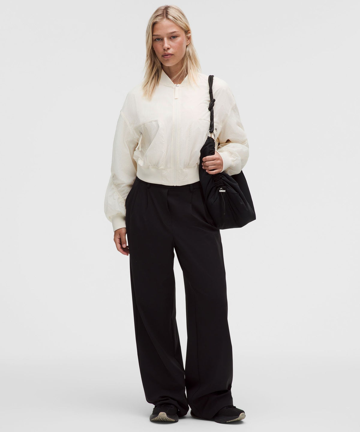Curved-Hem Cropped Bomber