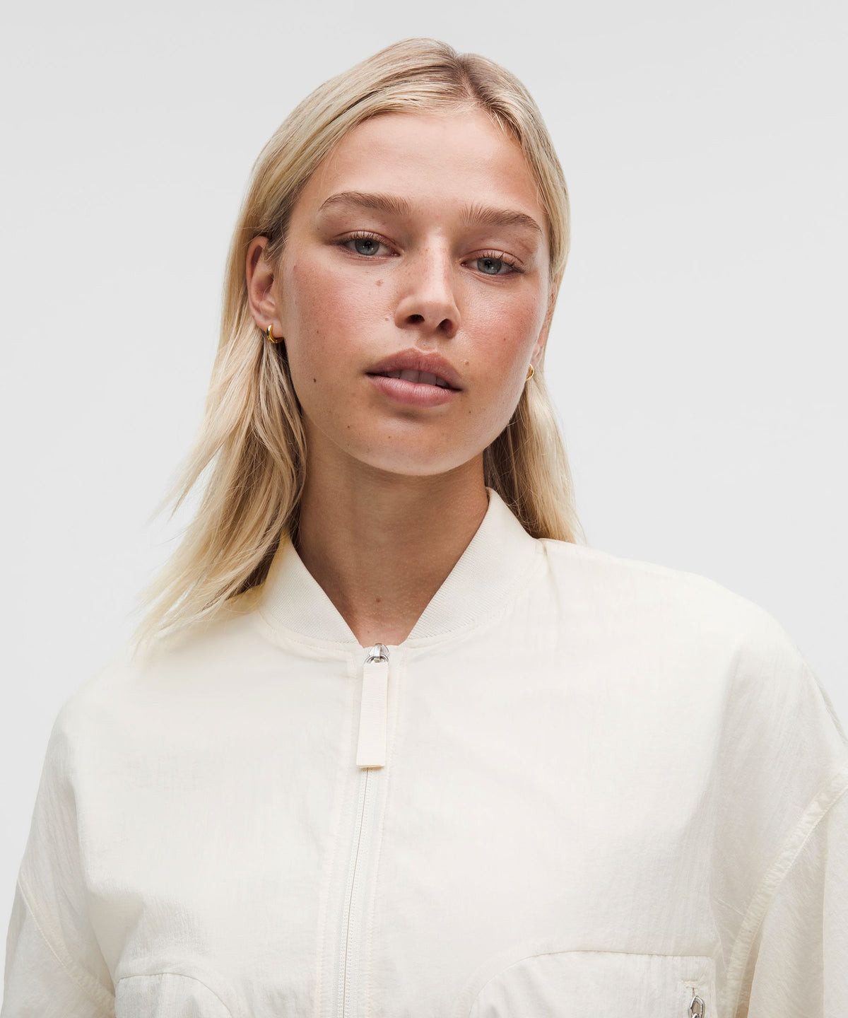 Curved-Hem Cropped Bomber