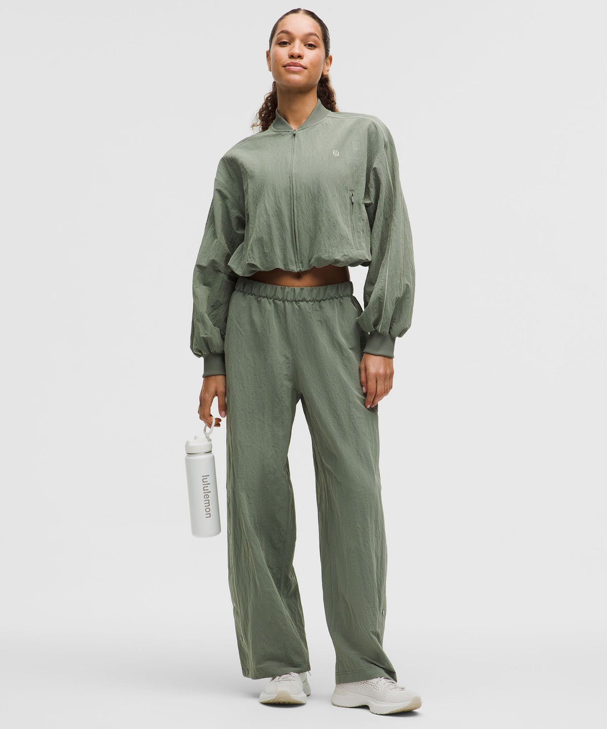 Crinkle Nylon Mid-Rise Track PantWordmark